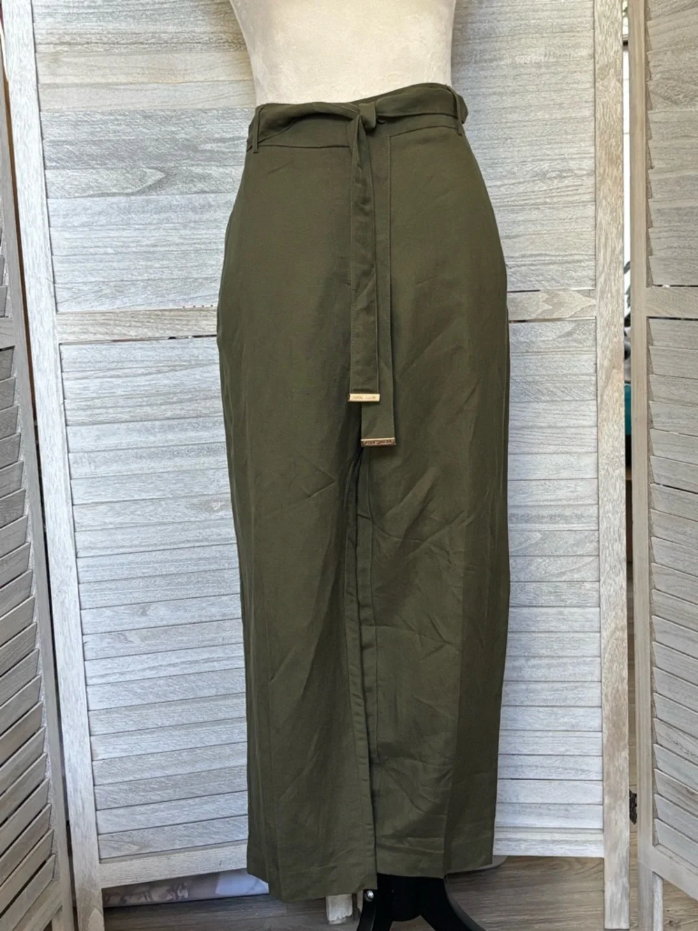 ANNE KLEIN NWT Women’s SZ 14 Olive Green Ankle Pants, Straight Leg, Linen Blend - Picture 6 of 16